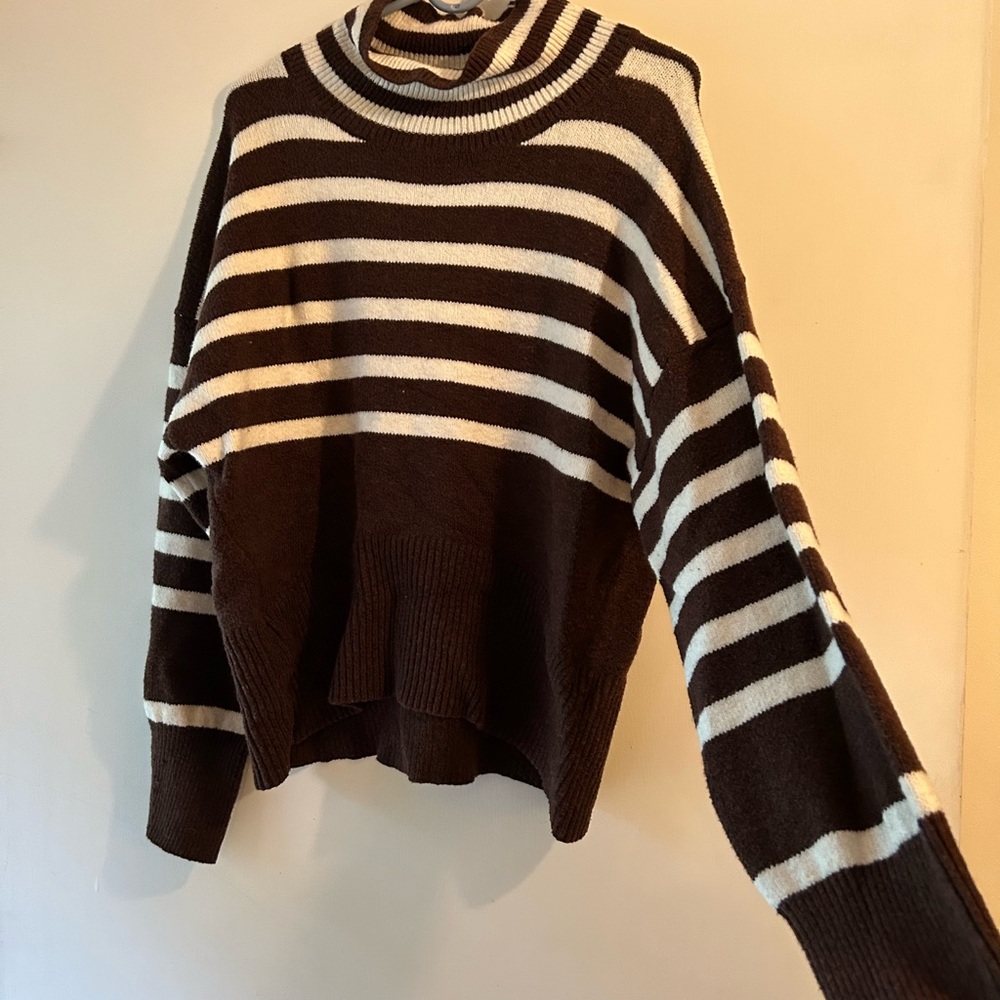 Striped Brown and White Women's Sweater